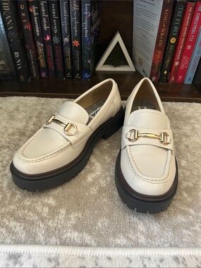 Soda Cream Loafers with Gold Bit Hardware